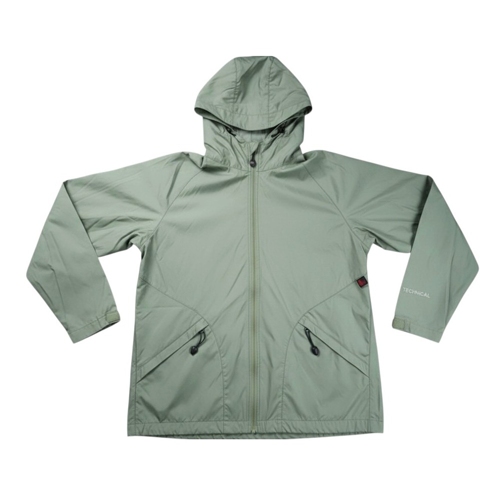WOOLRICH Light Windbreaker Jacket w/HOOD & ZIPPER POCKETS Packable Green WMN'S M